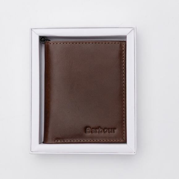 Barbour Men Colwell Small Leather Billfold Wallet Brown - Picture 1 of 5